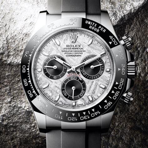 daytona rolex black band|Rolex daytona meteorite white gold.